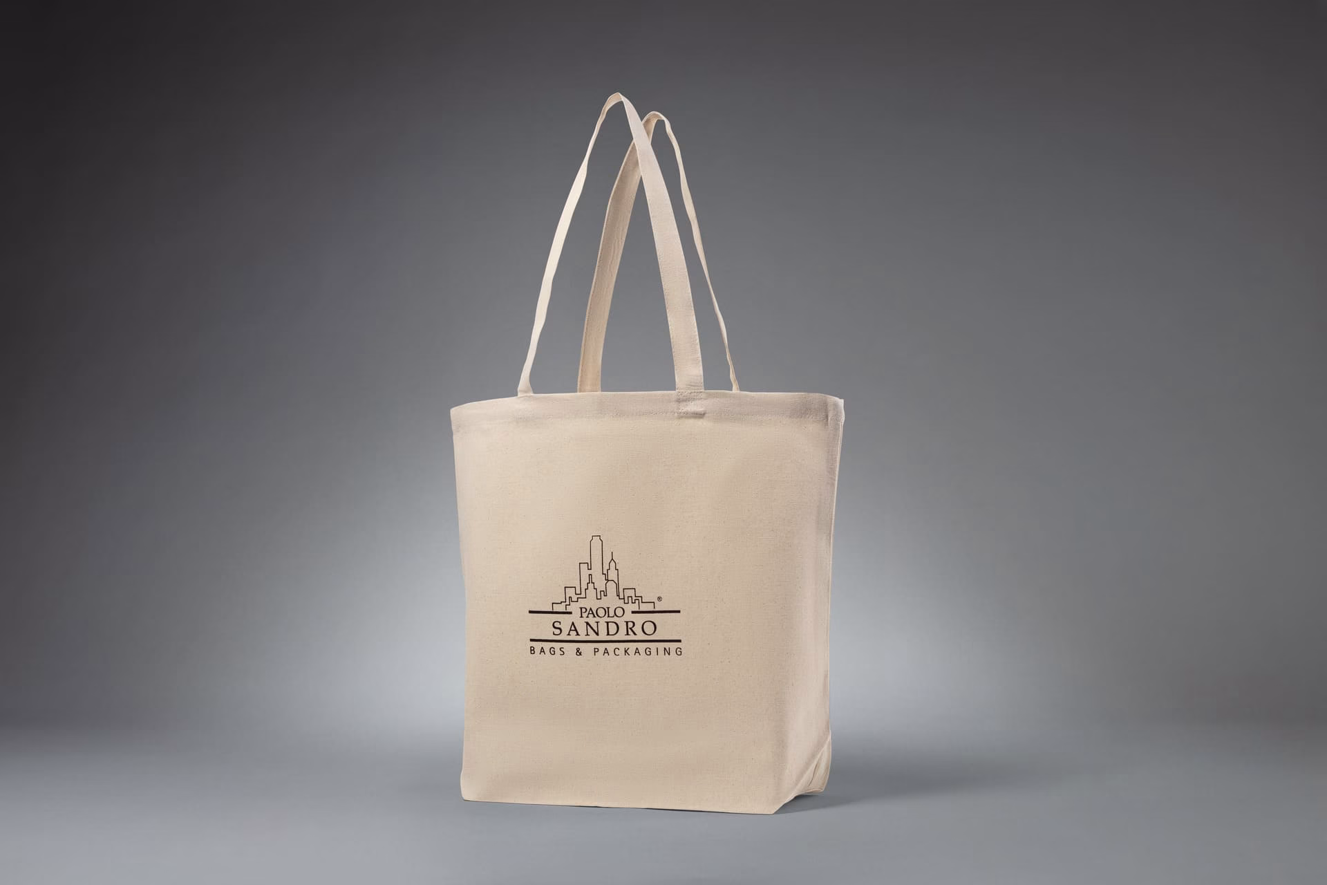 Naturfarbene Baumwolltasche mit Paolo-Sandro-Logo – hergestellt von Paolo Sandro